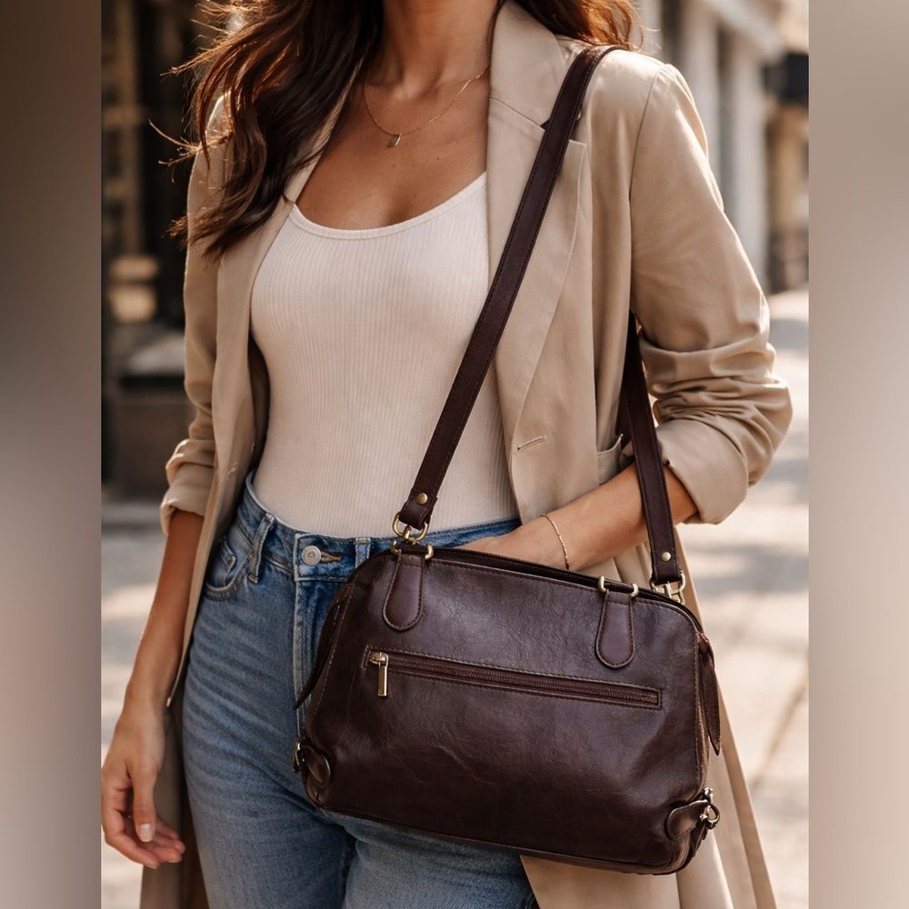 The Trend Italian Leather Shoulder Bag | Brown